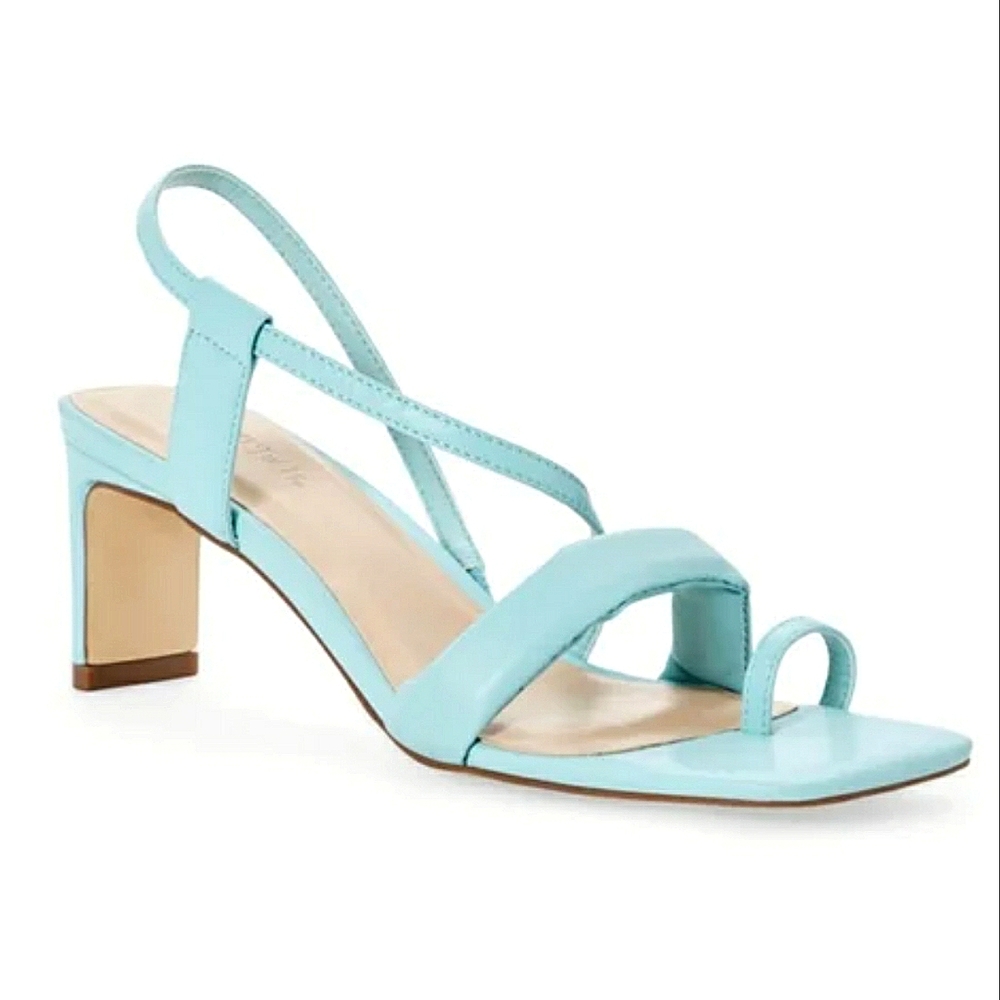 NWOT - aqua blue strappy strap back heeled sandal